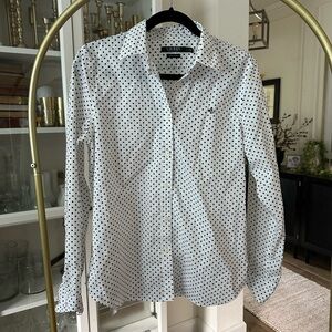 Lauren Ralph Lauren Women’s Black and White Polka Dot Button Down Shirt